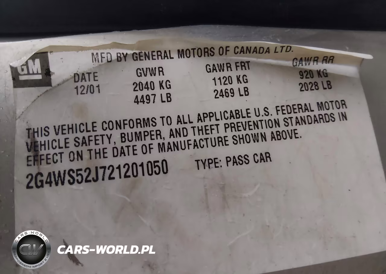 2002 Buick Century Custom VIN:2G4WS52J721201050 - 9