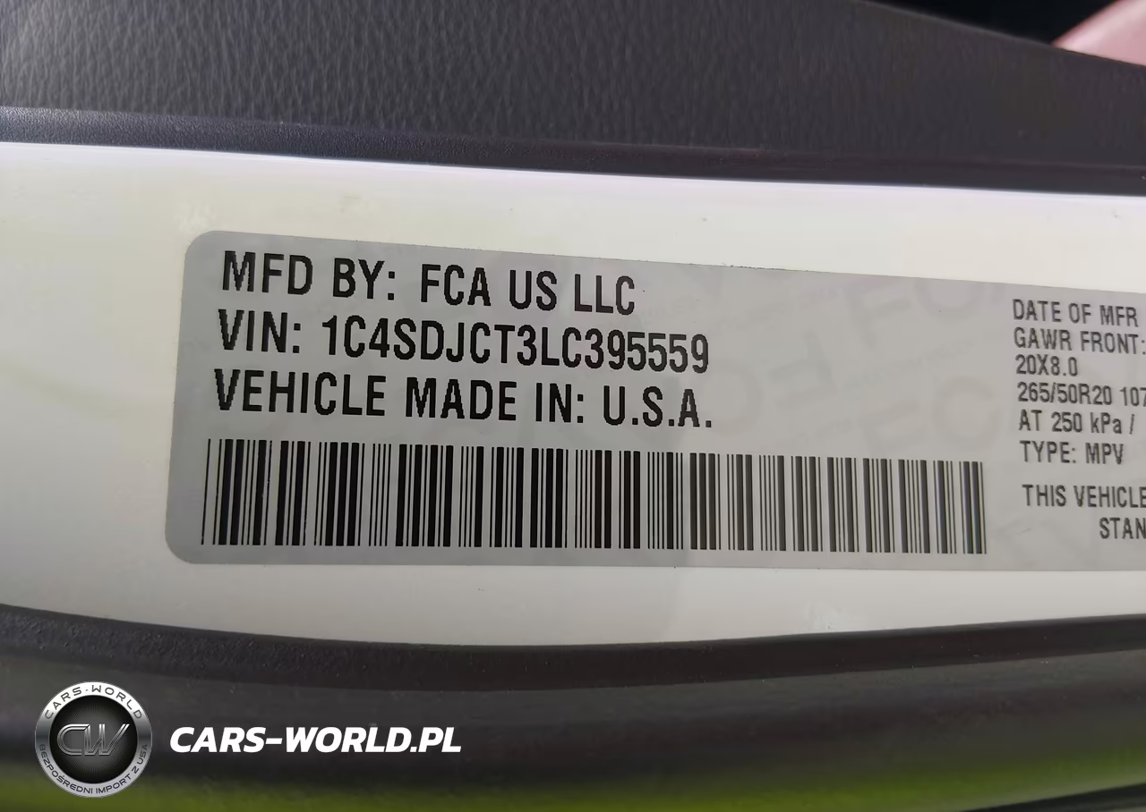 2020 Dodge Durango R-T Awd VIN:1C4SDJCT3LC395559 - 9