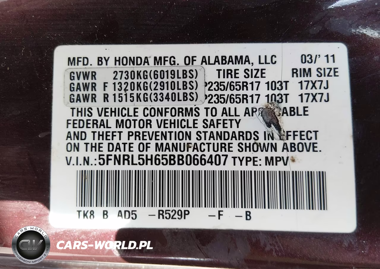 2011 Honda Odyssey Ex-L VIN:5FNRL5H65BB066407 - 9