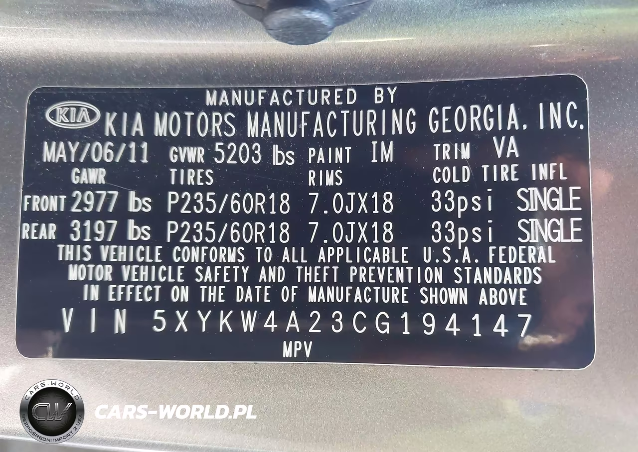 2012 Kia Sorento Sx V6 VIN:5XYKW4A23CG194147 - 9