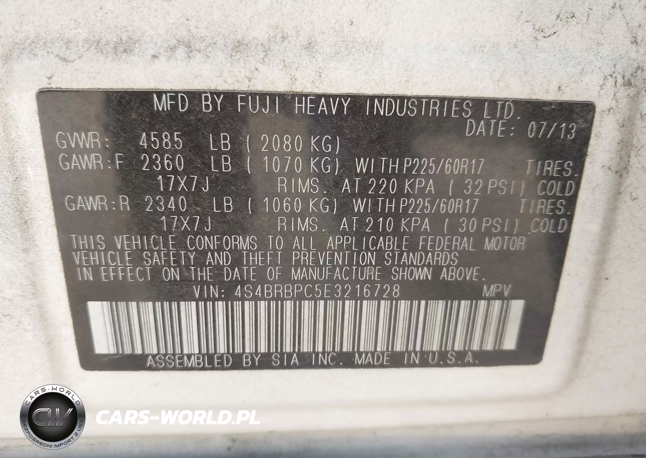 2014 Subaru Outback 2.5I Limited VIN:4S4BRBPC5E3216728 - 9