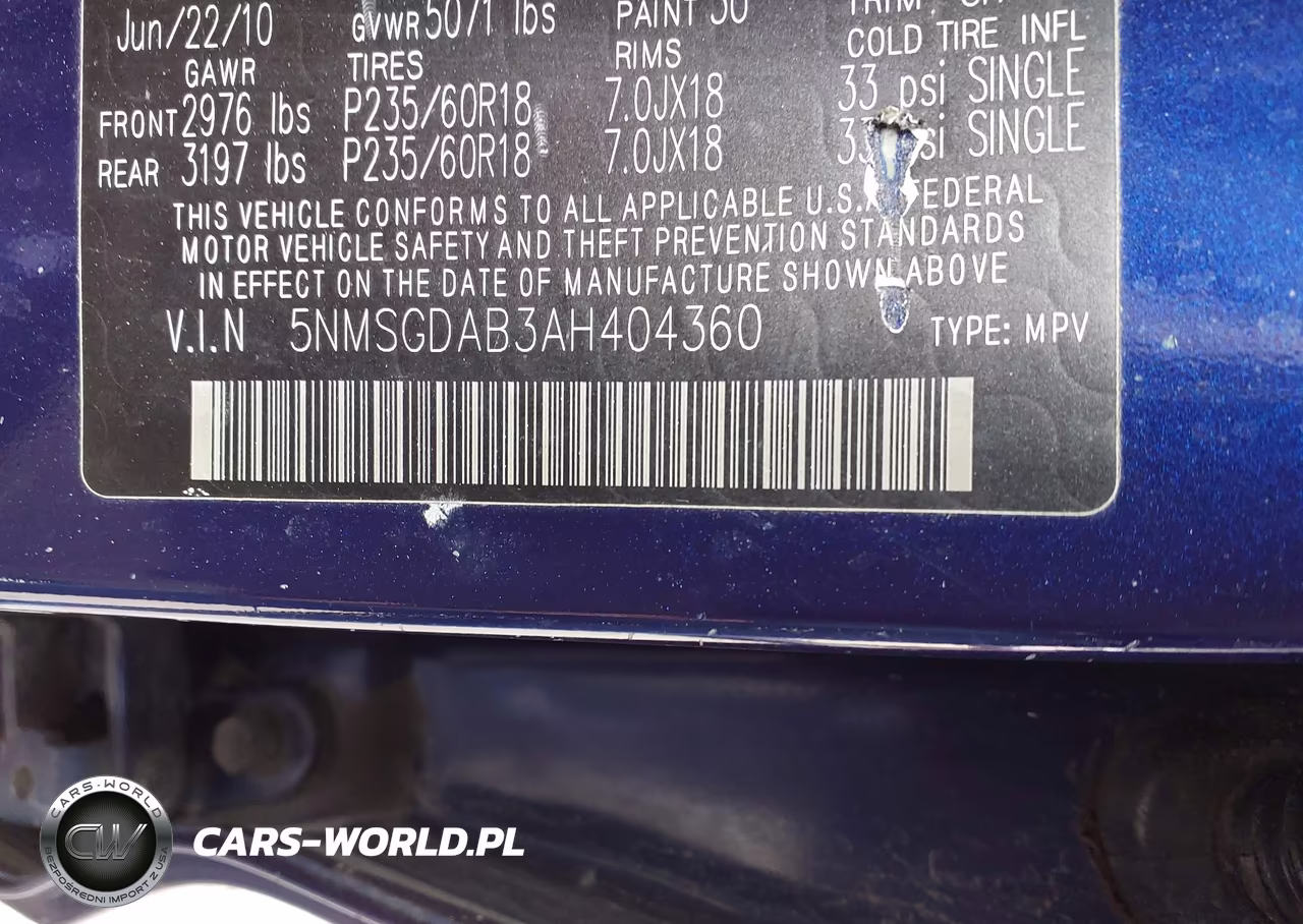 2010 Hyundai Santa Fe Gls VIN:5NMSGDAB3AH404360 - 9