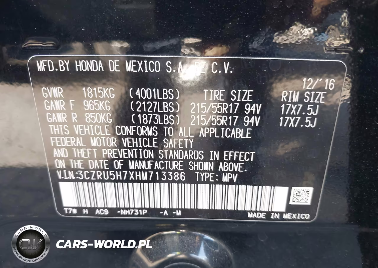 2017 Honda Hr-V Ex-L VIN:3CZRU5H7XHM713386 - 9