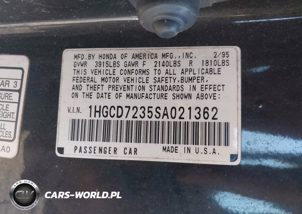 1995 Honda Accord Lx VIN:1HGCD7235SA021362 - 9