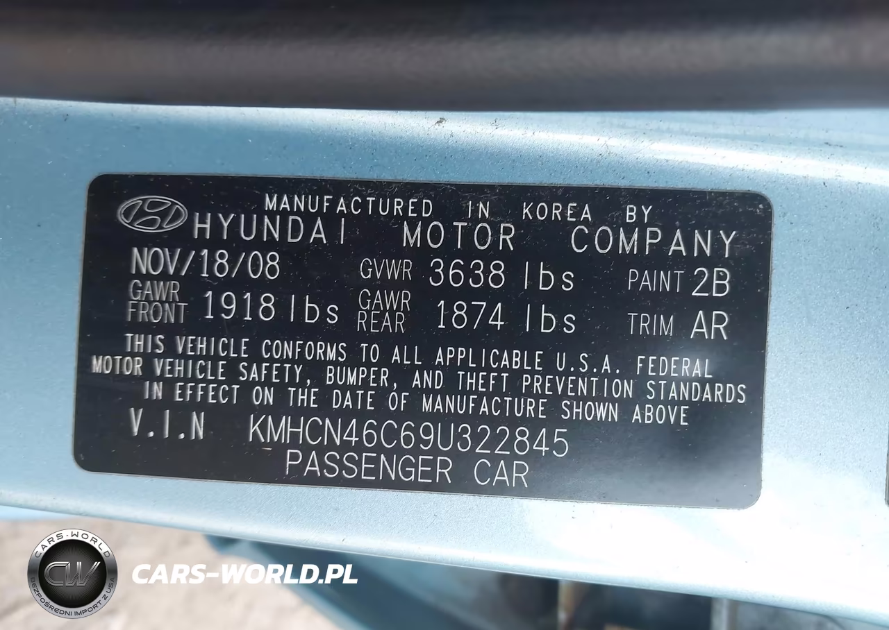 2009 Hyundai Accent Gls VIN:KMHCN46C69U322845 - 9
