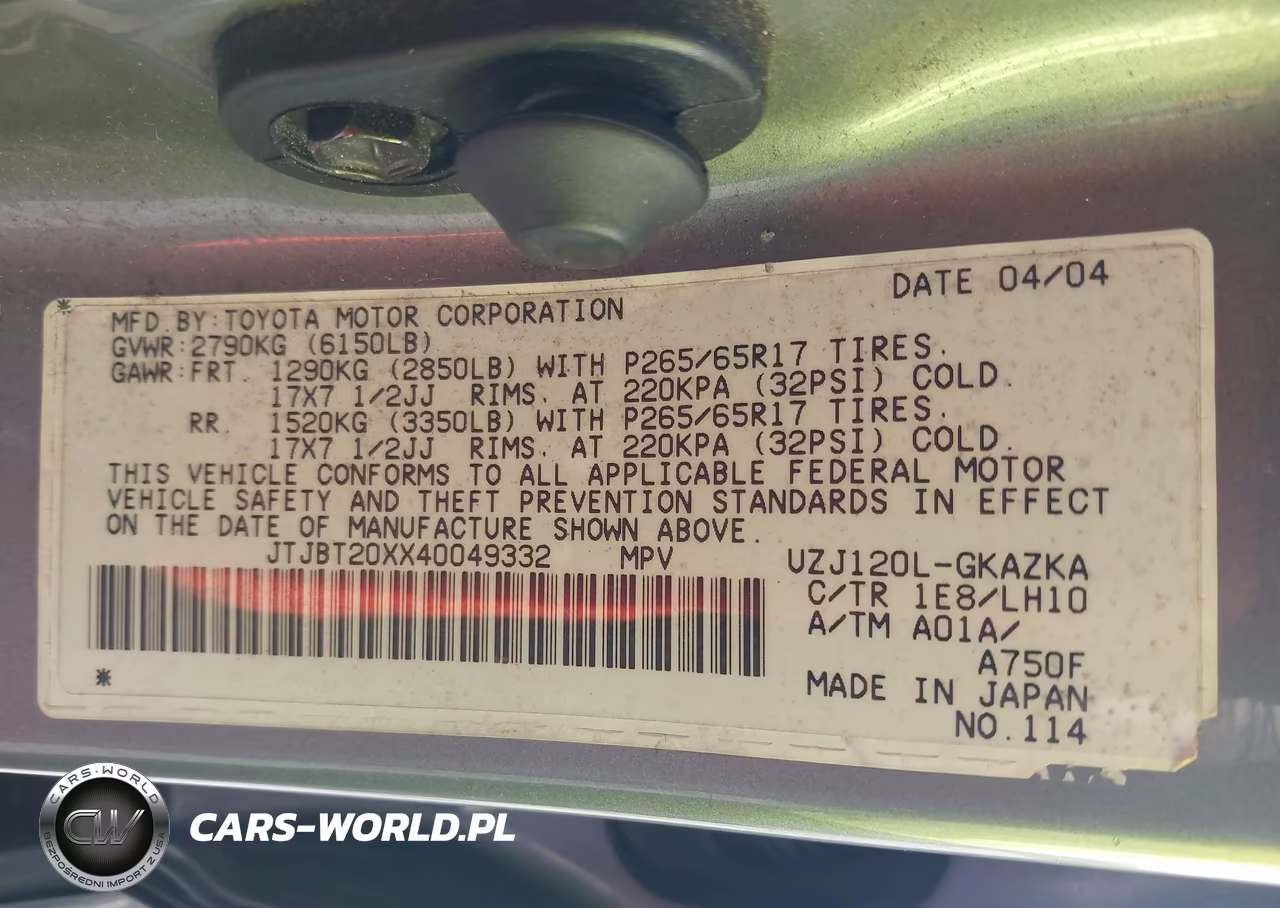 2004 Lexus Gx 470 VIN:JTJBT20XX40049332 - 9
