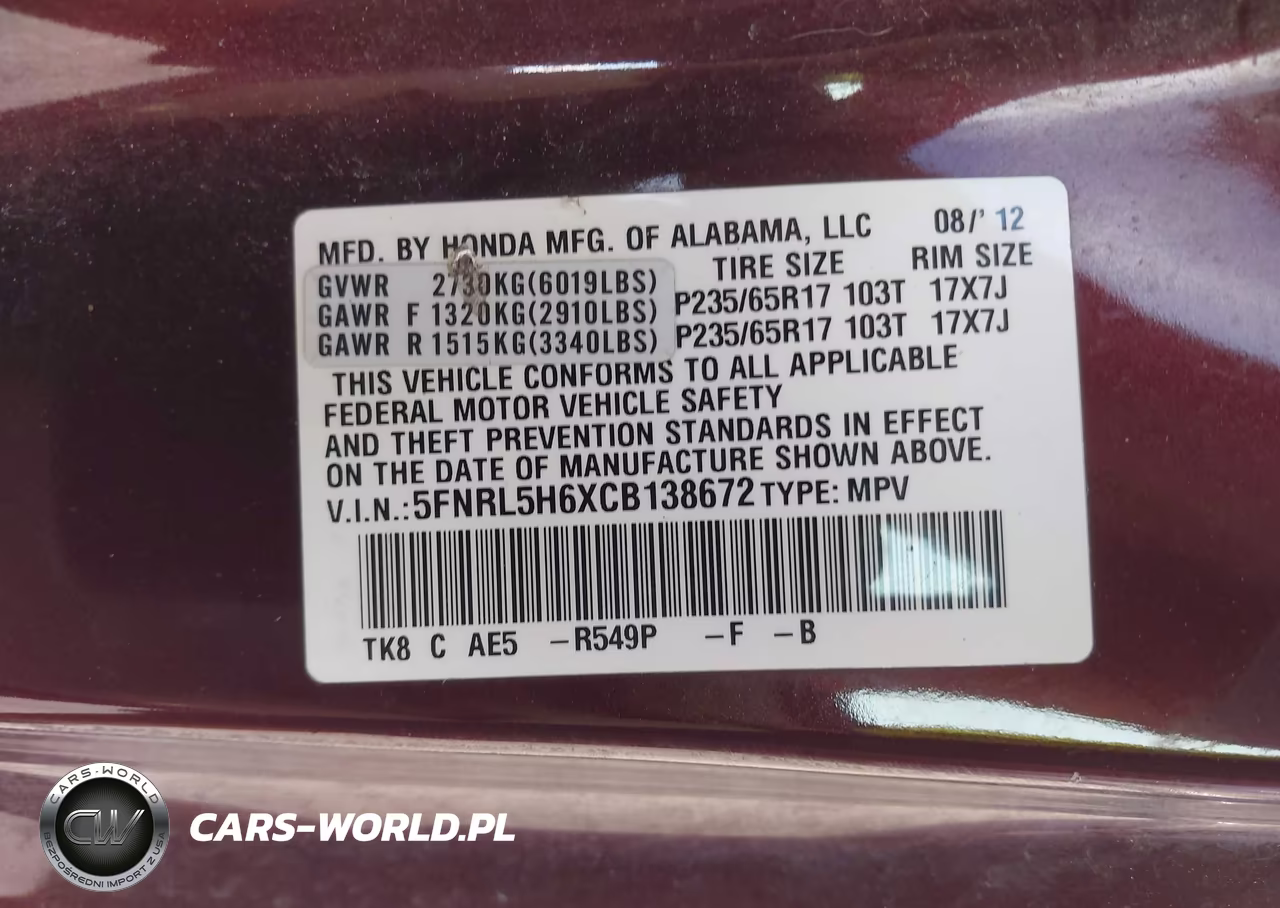 2012 Honda Odyssey Ex-L VIN:5FNRL5H6XCB138672 - 9