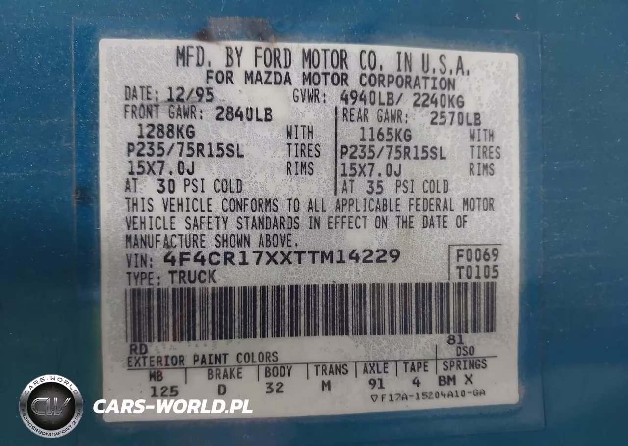 1996 Mazda B4000 Cab Plus VIN:4F4CR17XXTTM14229 - 9