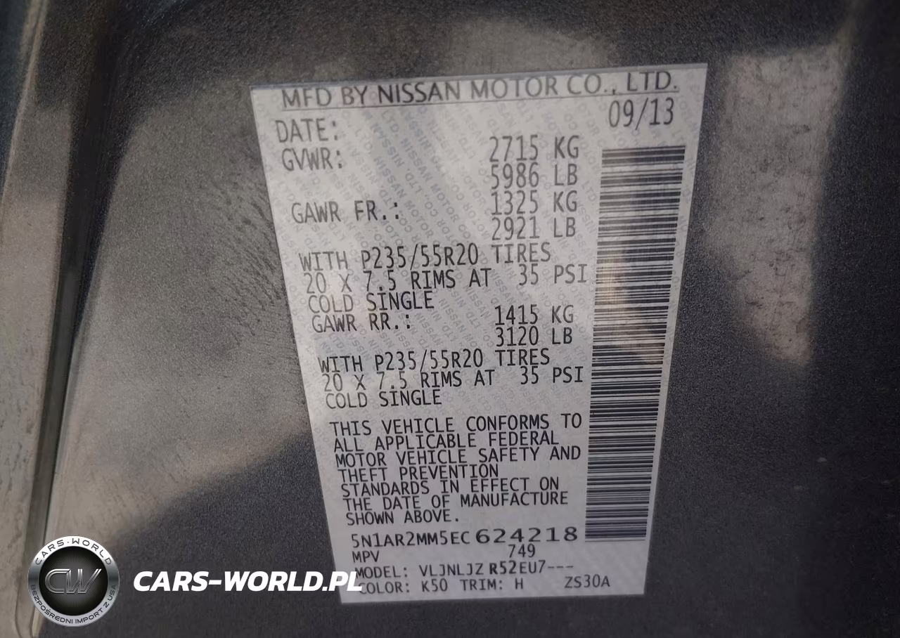 2014 Nissan Pathfinder Platinum VIN:5N1AR2MM5EC624218 - 9
