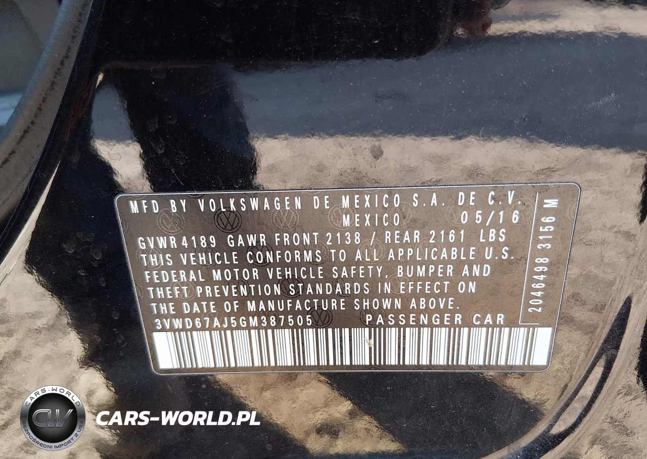 2016 Volkswagen Jetta 1.4T Se VIN:3VWD67AJ5GM387505 - 9