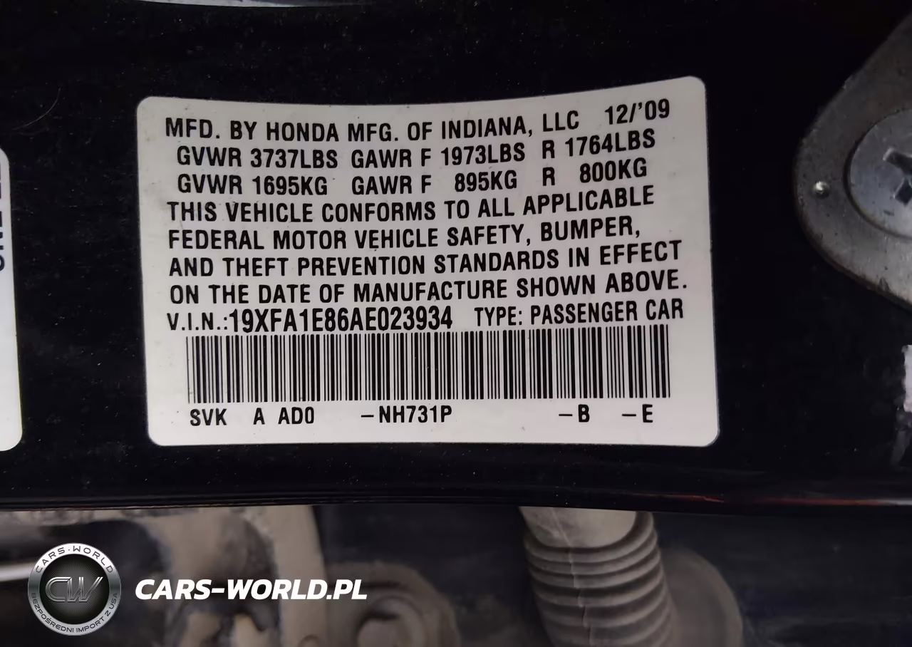2010 Honda Civic Ex VIN:19XFA1E86AE023934 - 9