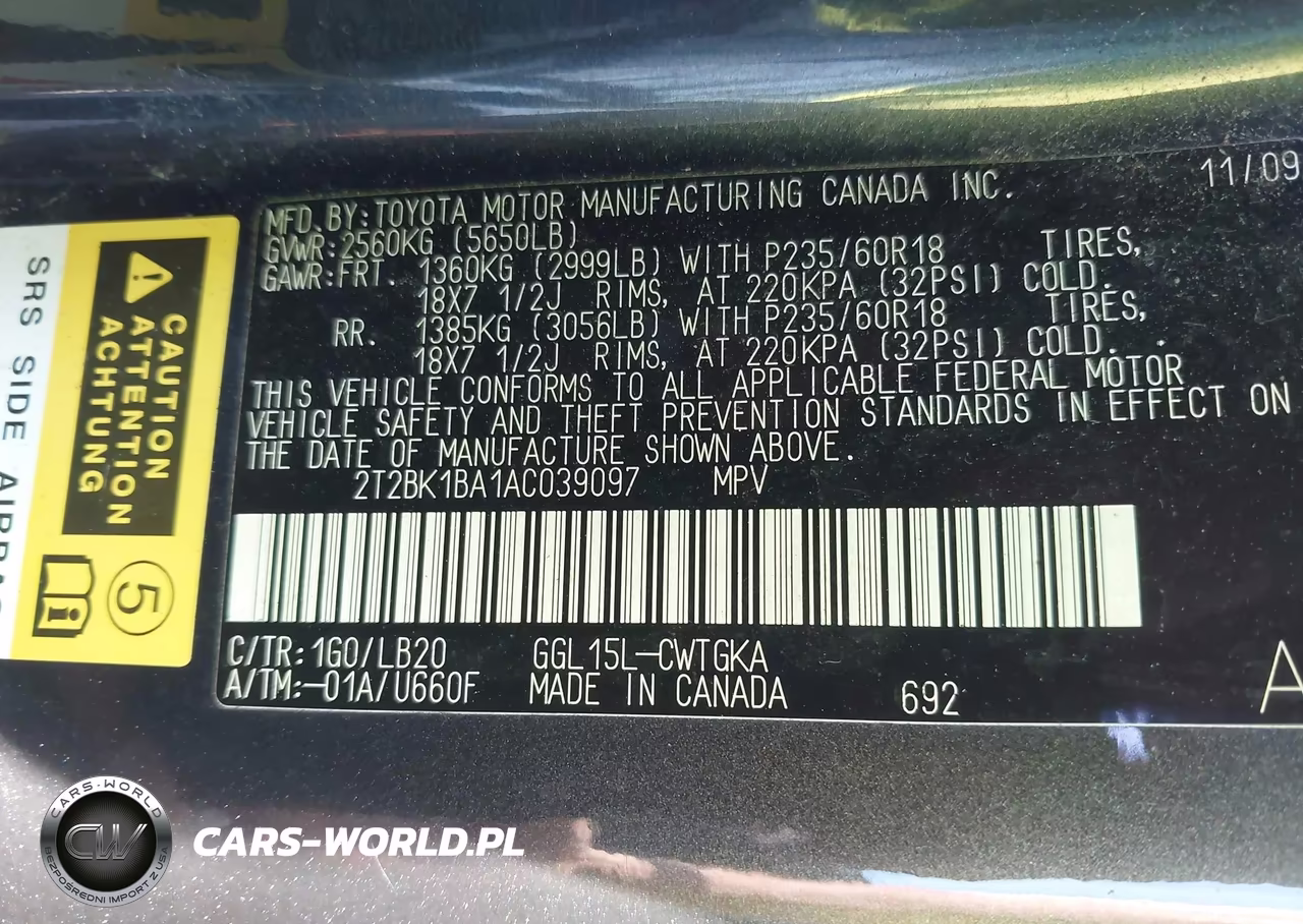 2010 Lexus Rx 350 VIN:2T2BK1BA1AC039097 - 9