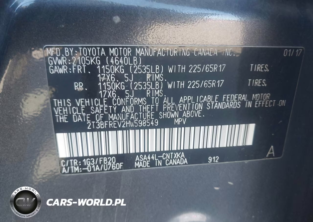 2017 Toyota Rav4 Le VIN:2T3BFREV2HW598549 - 9