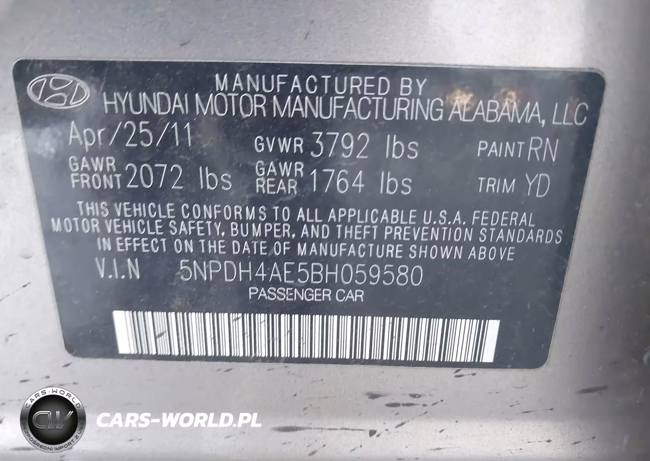 2011 Hyundai Elantra Gls VIN:5NPDH4AE5BH059580 - 9