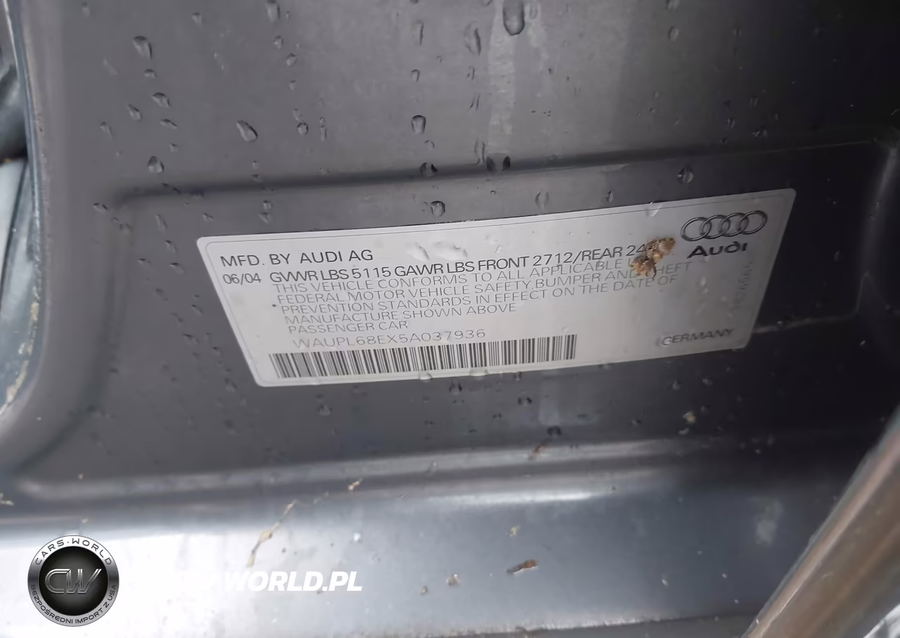 2005 Audi S4 4.2 VIN:WAUPL68EX5A037936 - 9