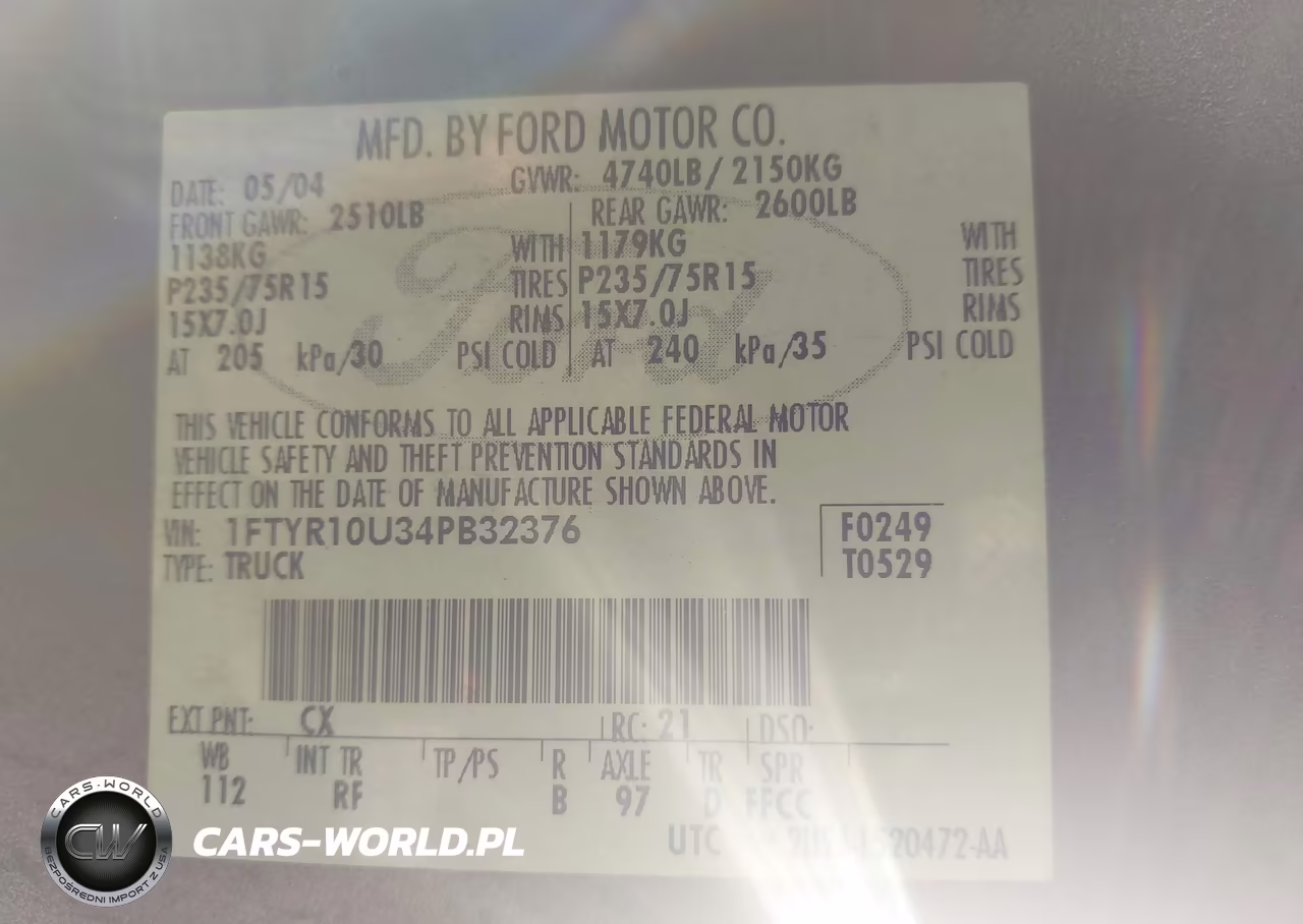 2004 Ford Ranger Edge-Xl-Xlt VIN:1FTYR10U34PB32376 - 9