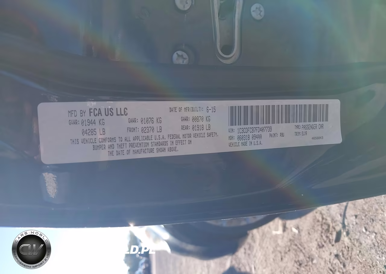 2015 Dodge Dart Limited VIN:1C3CDFCB7FD407739 - 9