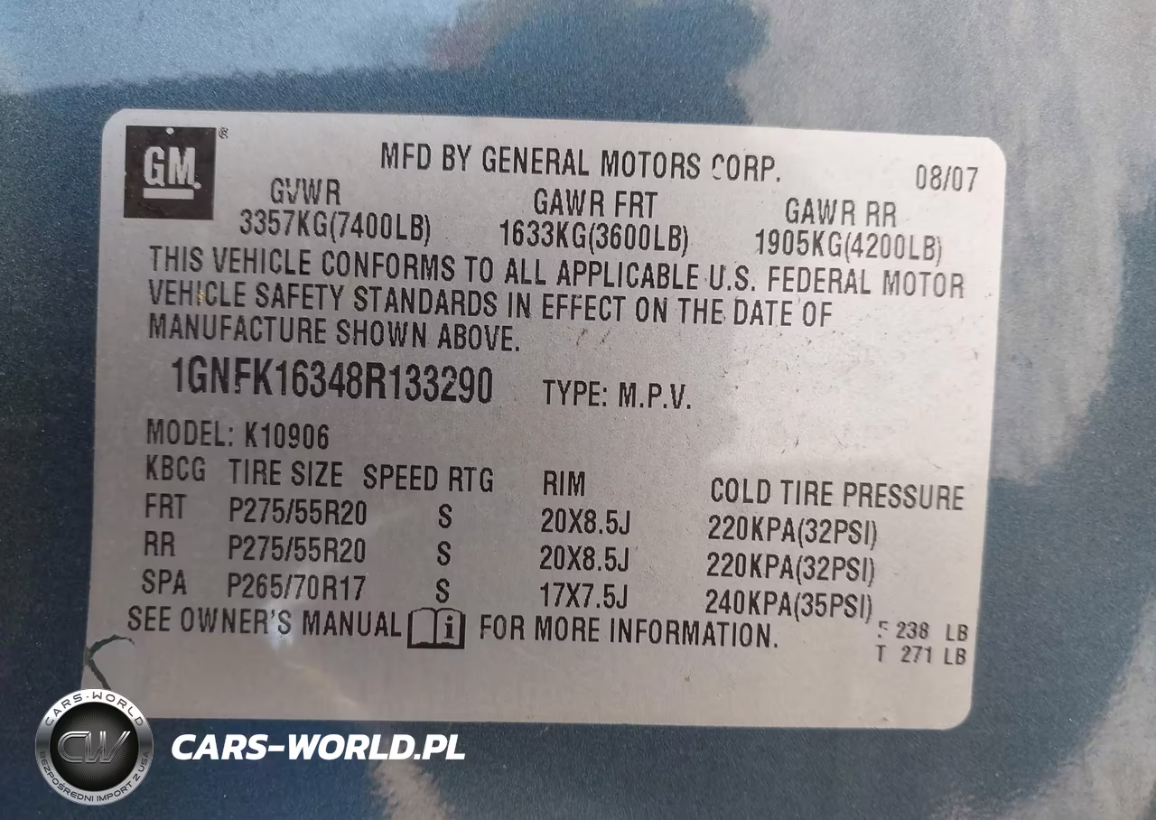 2008 Chevrolet Suburban 1500 Lt VIN:1GNFK16348R133290 - 9