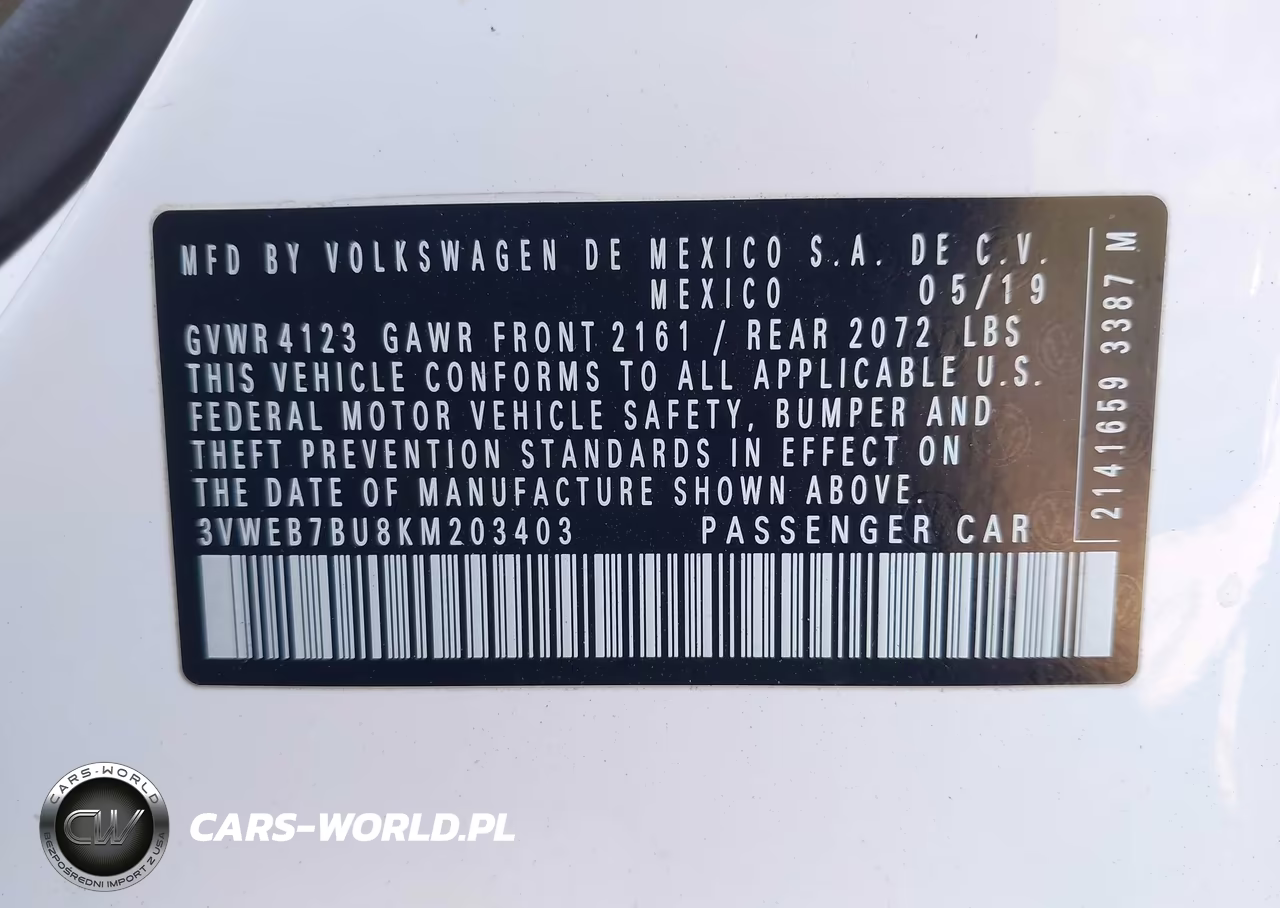 2019 Volkswagen Jetta 1.4T Sel VIN:3VWEB7BU8KM203403 - 9