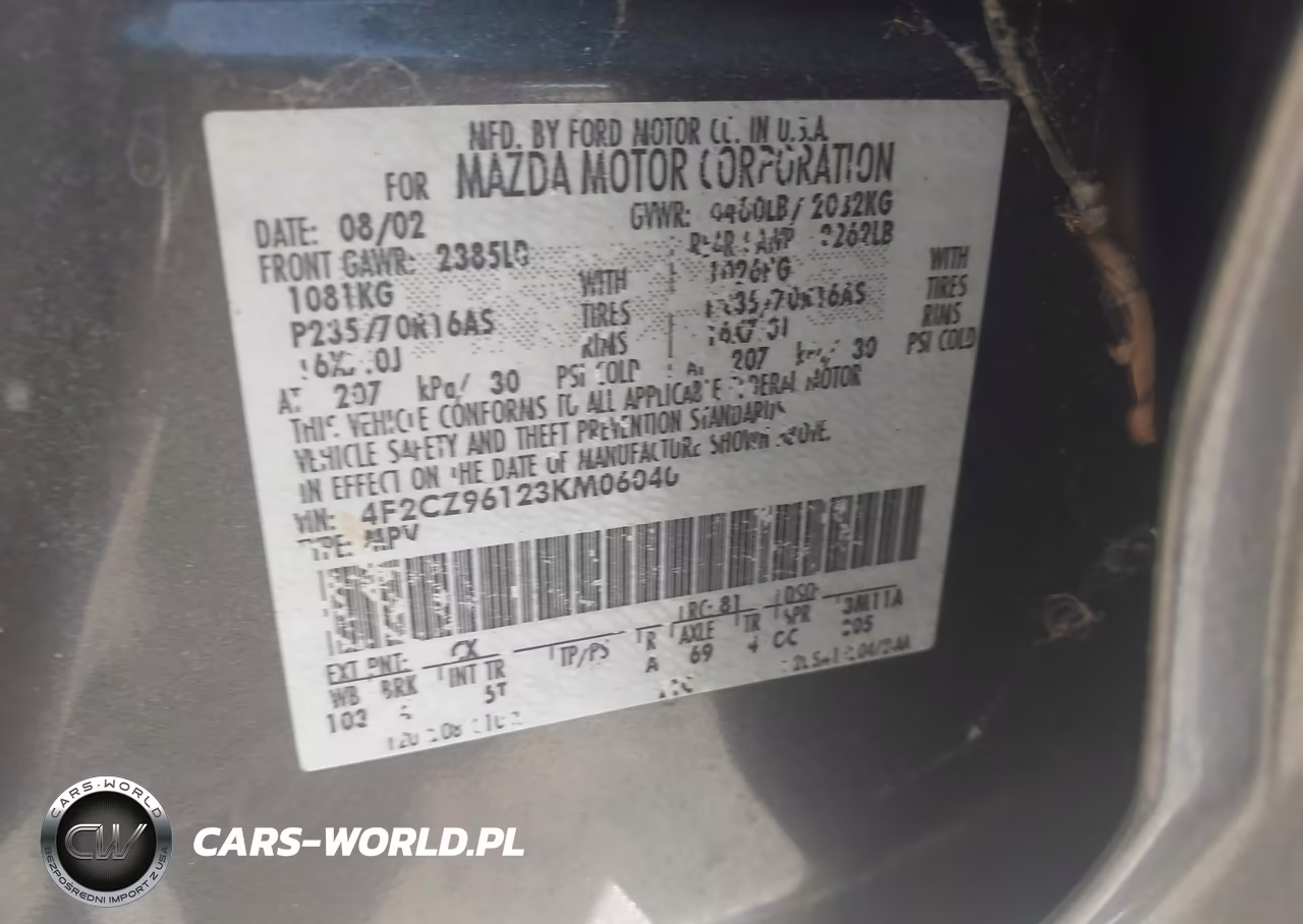 2003 Mazda Tribute Es V6 VIN:4F2CZ96123KM06040 - 9