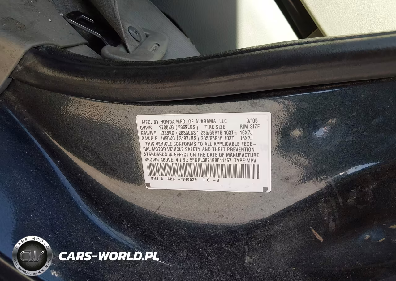 2006 Honda Odyssey Lx VIN:5FNRL38216B011167 - 9