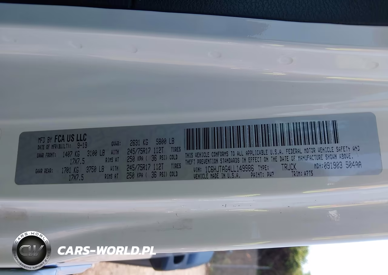 2020 Jeep Gladiator Sport S 4X4 VIN:1C6HJTAG4LL149986 - 9