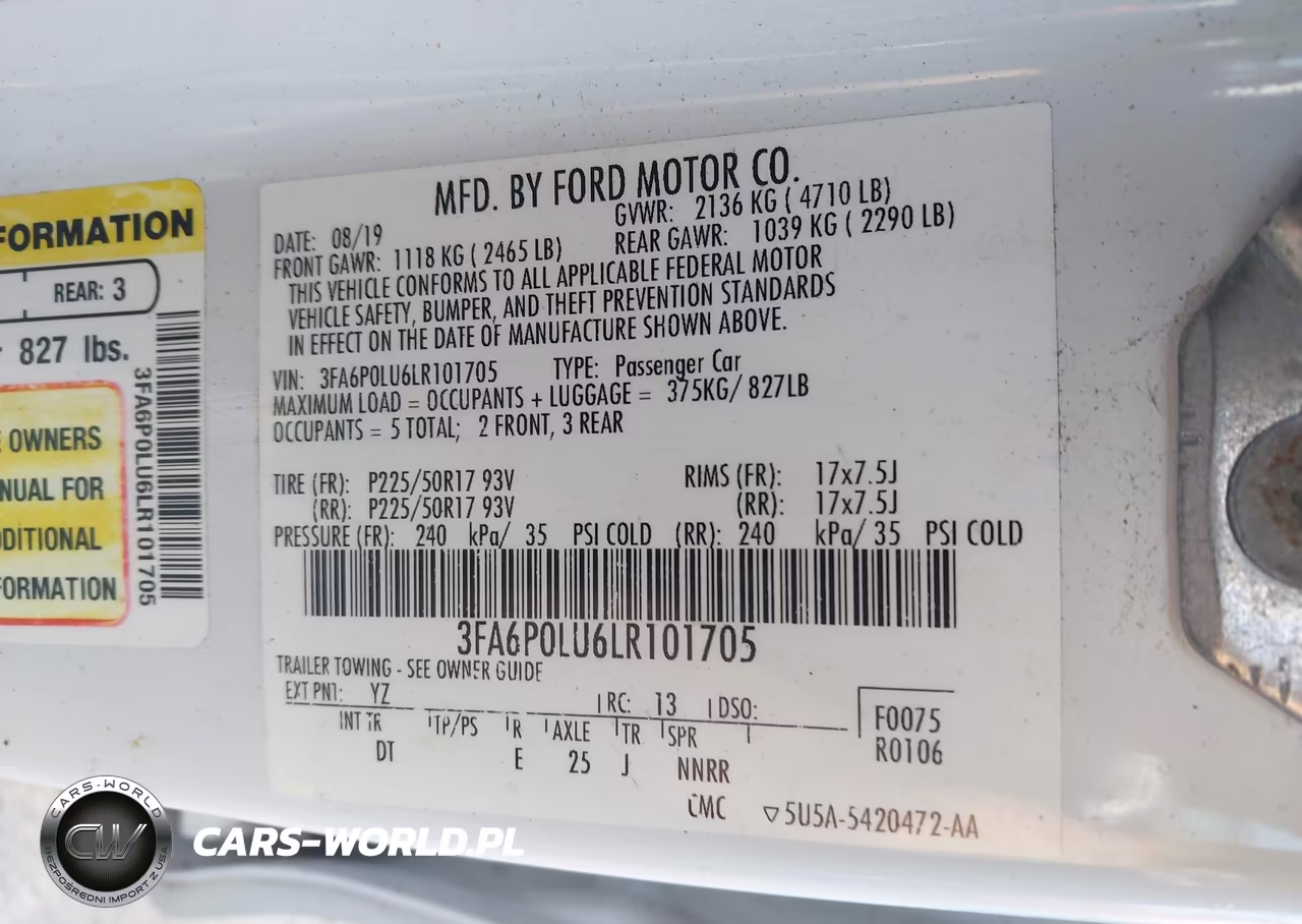 2020 Ford Fusion Hybrid Se VIN:3FA6P0LU6LR101705 - 9