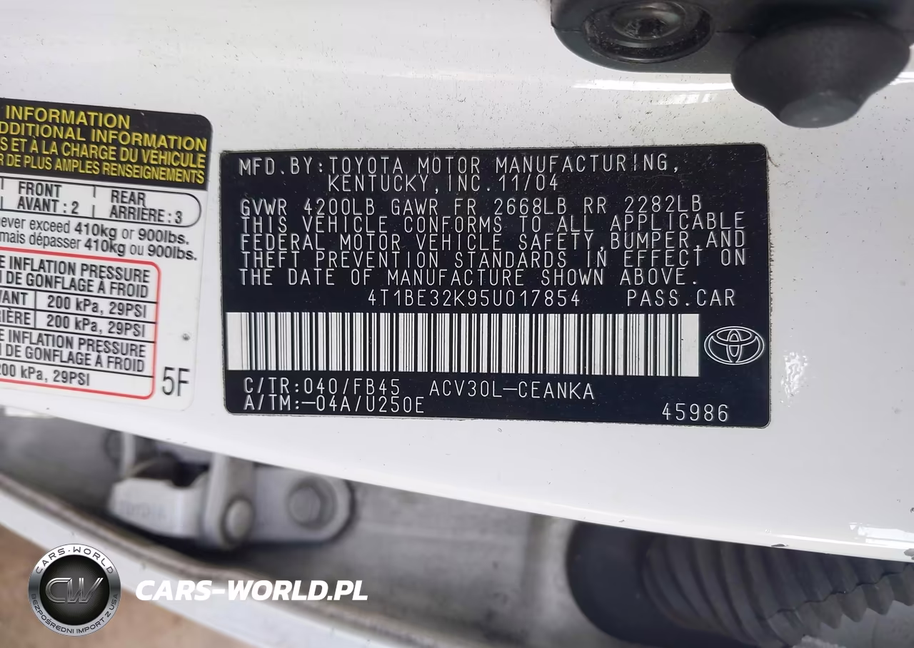 2005 Toyota Camry Le VIN:4T1BE32K95U017854 - 9