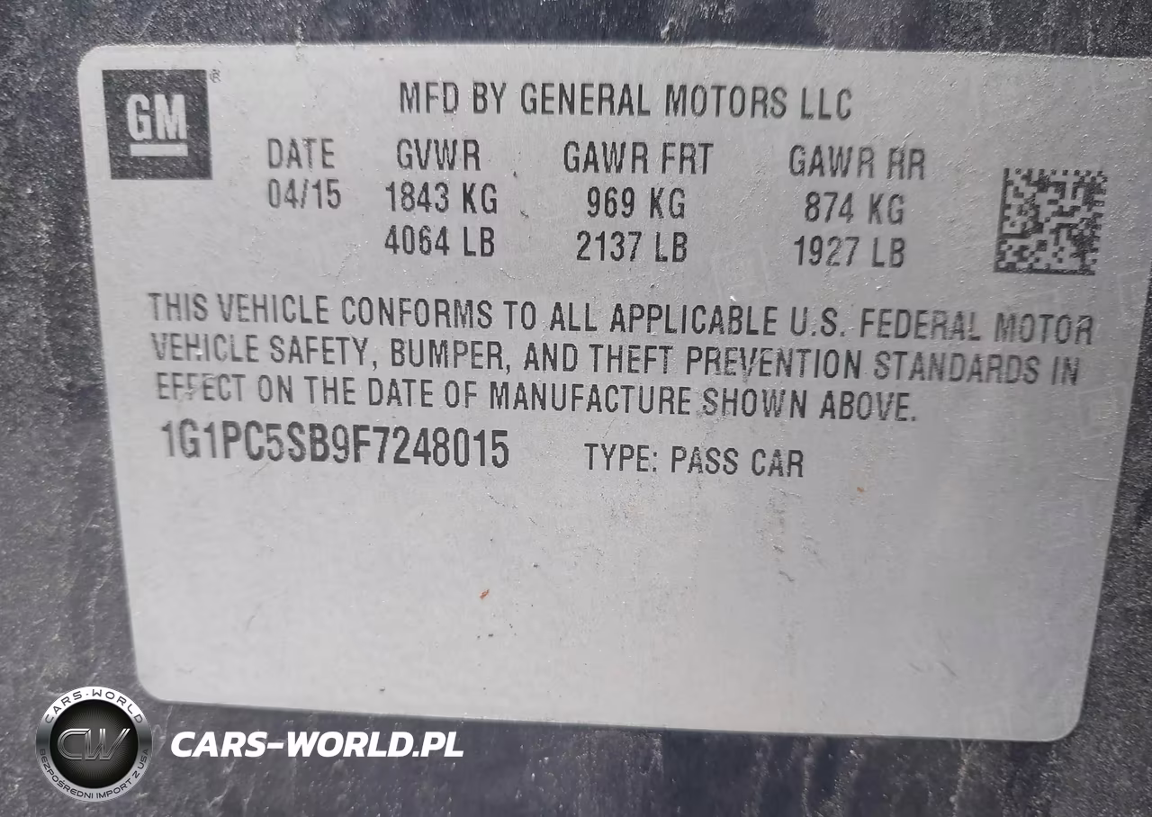 CHEVROLET CRUZE VIN:1G1PC5SB9F7248015 - 9