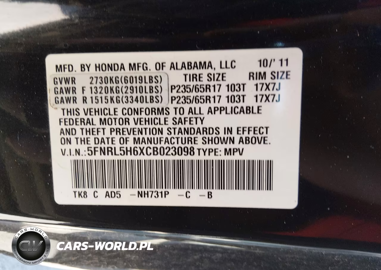 2012 Honda Odyssey Ex-L VIN:5FNRL5H6XCB023098 - 9