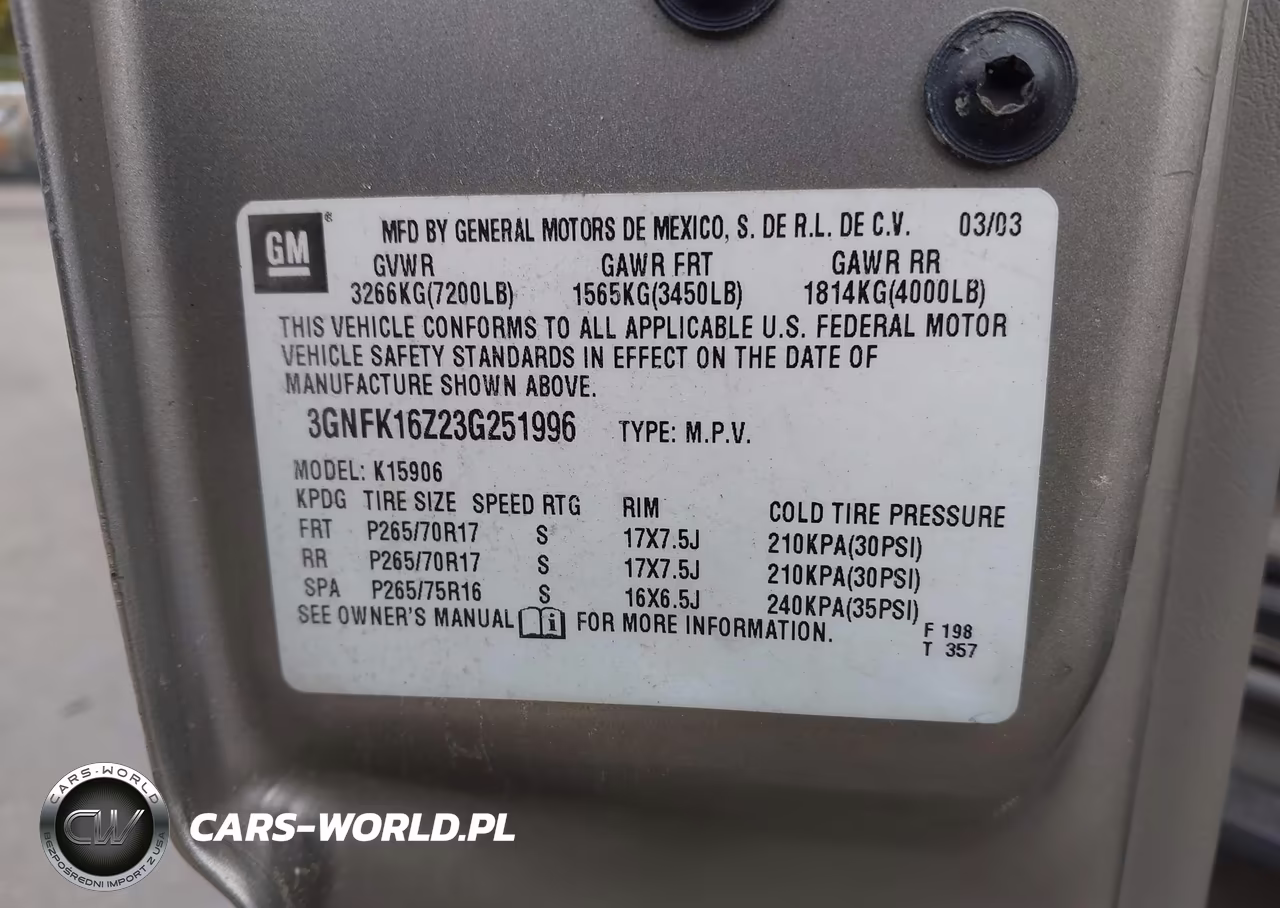 2003 Chevrolet Suburban 1500 Z71 VIN:3GNFK16Z23G251996 - 9