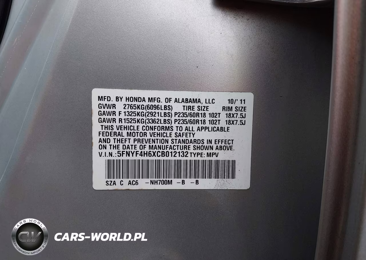 2012 Honda Pilot Ex-L VIN:5FNYF4H6XCB012132 - 9