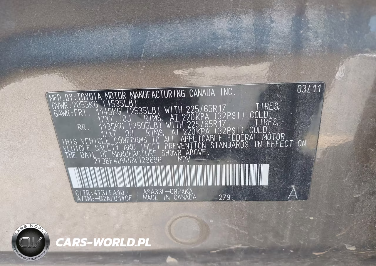 2011 Toyota Rav4 VIN:2T3BF4DV0BW129696 - 9