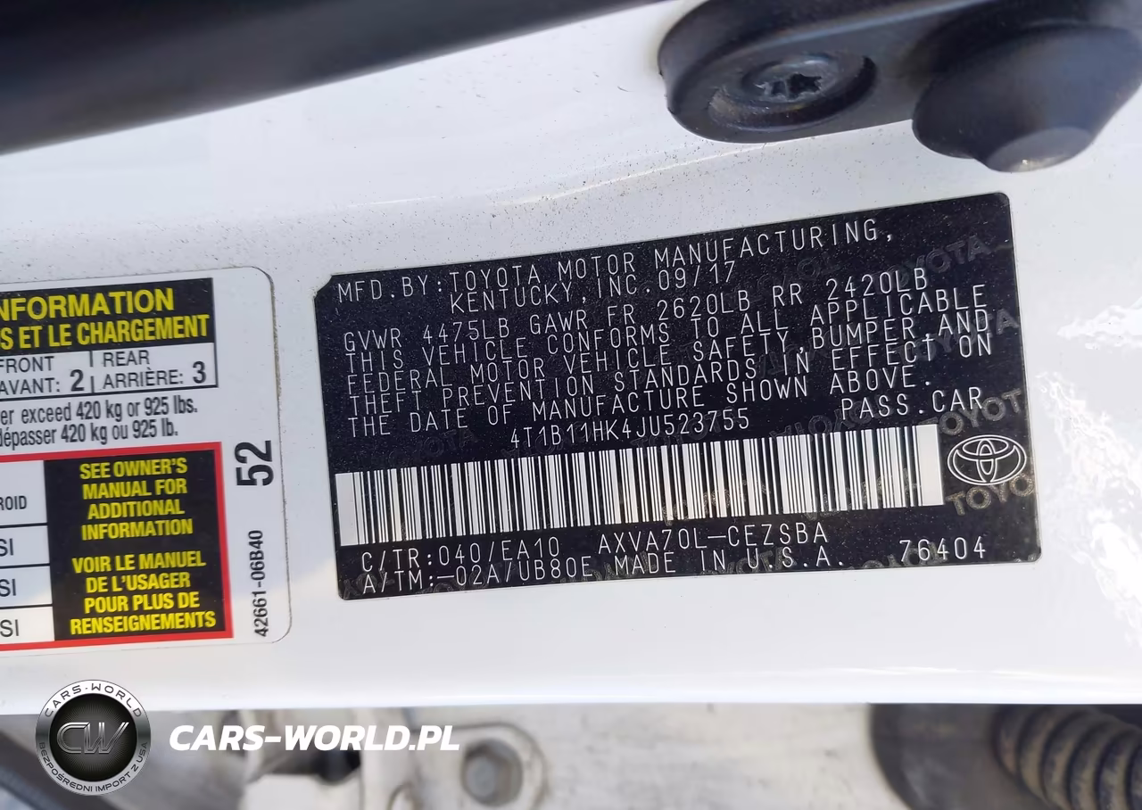 2018 Toyota Camry Se VIN:4T1B11HK4JU523755 - 9