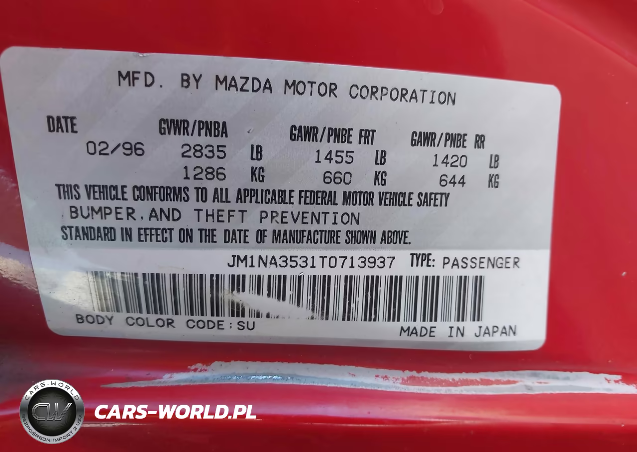 1996 Mazda Mx-5 Miata VIN:JM1NA3531T0713937 - 9