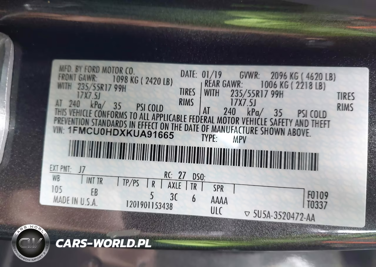 2019 Ford Escape Sel VIN:1FMCU0HDXKUA91665 - 9