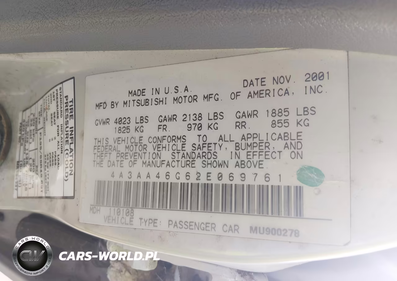 2002 Mitsubishi Galant Es-Ls VIN:4A3AA46G62E069761 - 9
