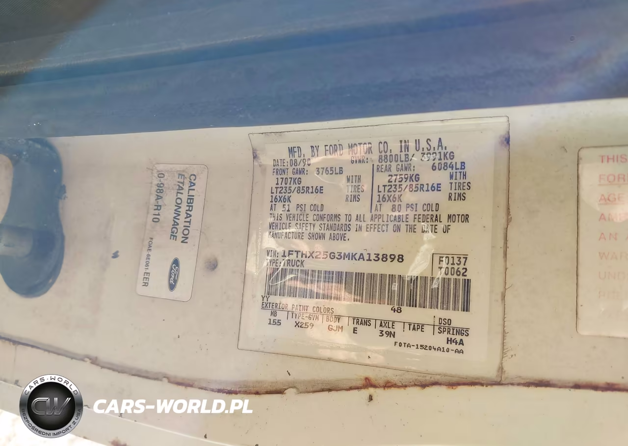 1991 Ford F250 VIN:1FTHX25G3MKA13898 - 9