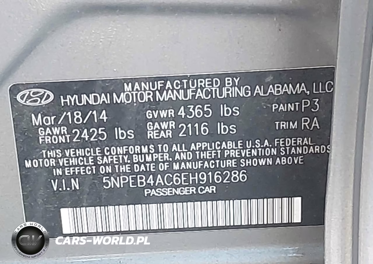 2014 Hyundai Sonata Gls VIN:5NPEB4AC6EH916286 - 9