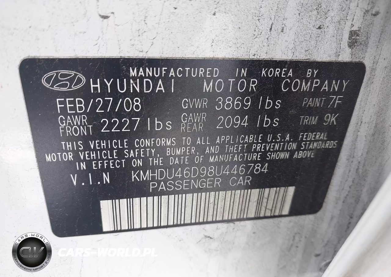 2008 Hyundai Elantra Gls-Se VIN:KMHDU46D98U446784 - 9