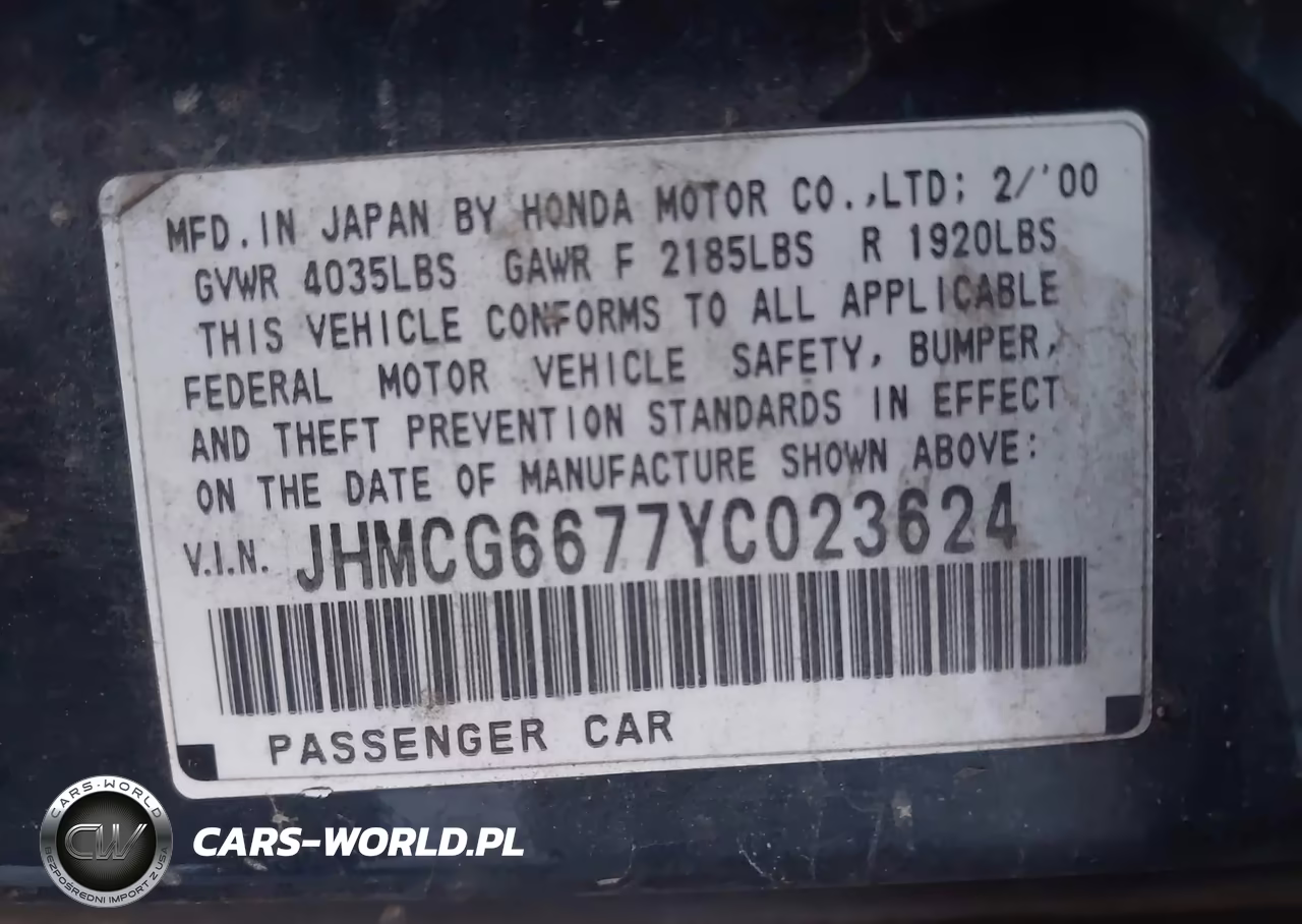 2000 Honda Accord 2.3 Ex VIN:JHMCG6677YC023624 - 9