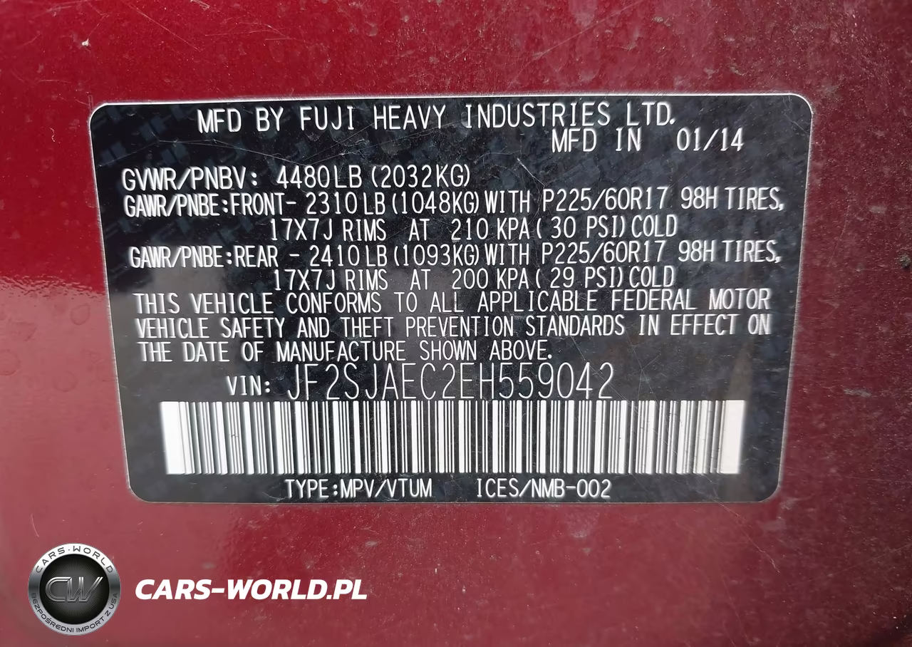 2014 Subaru Forester 2.5I Premium VIN:JF2SJAEC2EH559042 - 9