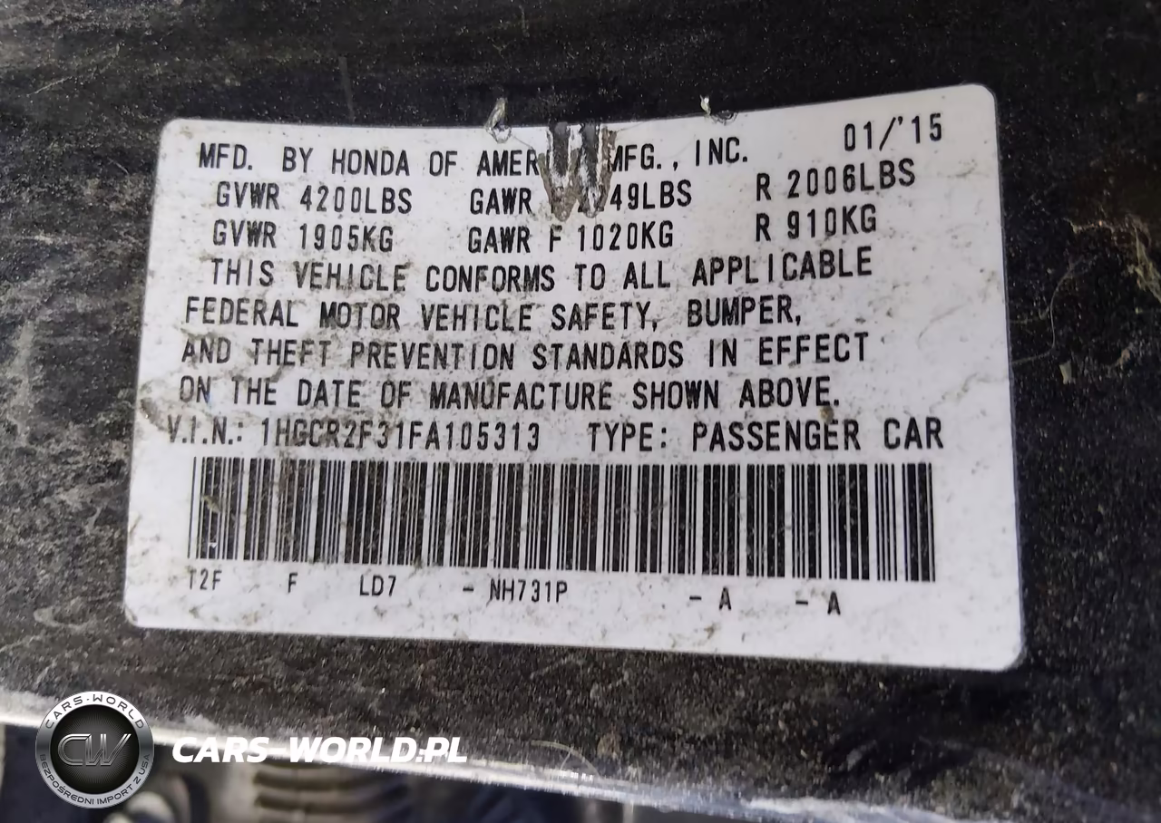 2015 Honda Accord Lx VIN:1HGCR2F31FA105313 - 17