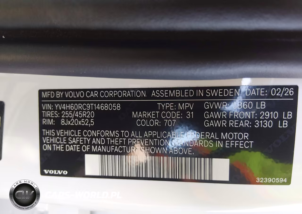 2026 Volvo Xc60 Plug-In Hybrid Plus, T8 Awd Electric-Gasoline, Dark VIN:YV4H60RC9T1468058 - 9