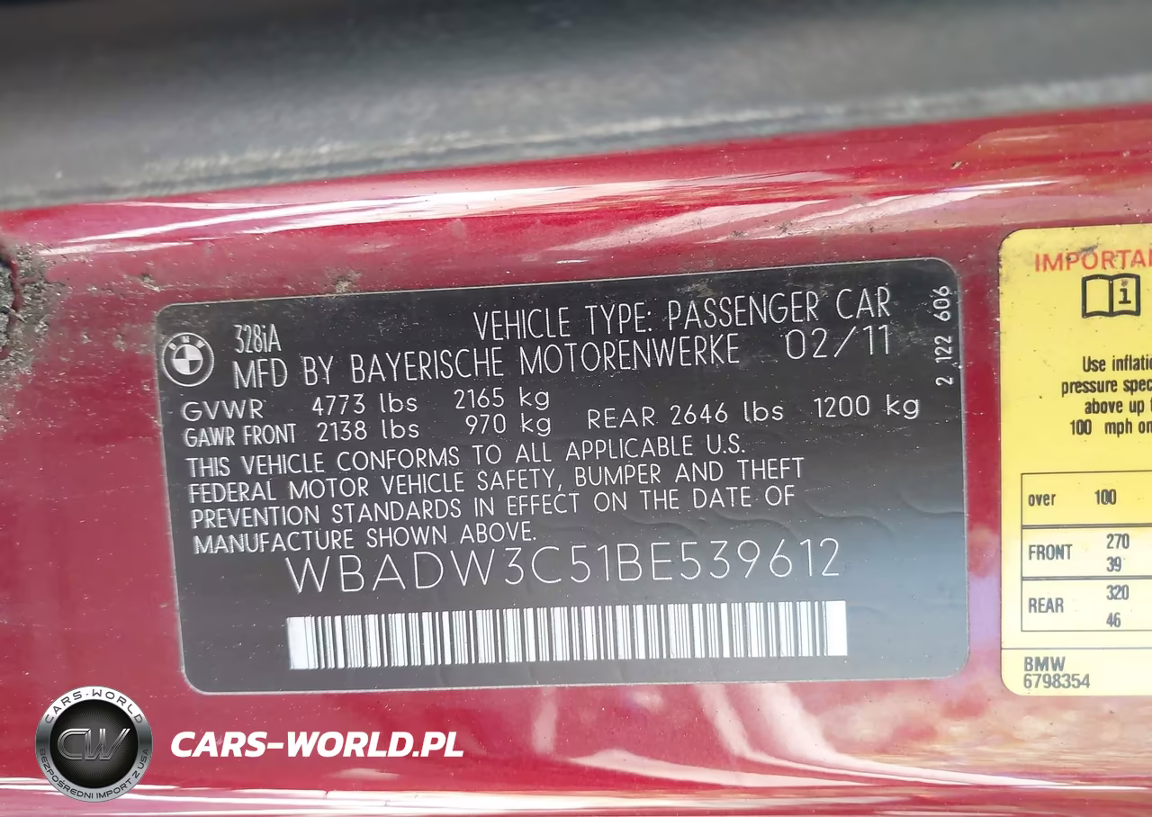 2011 BMW 328I VIN:WBADW3C51BE539612 - 9