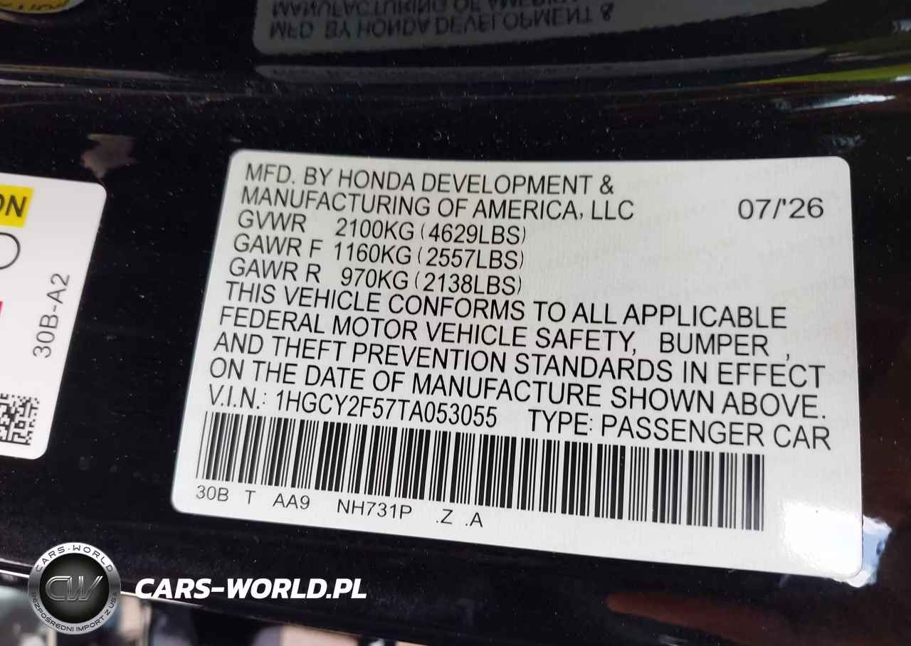 2026 Honda Accord Hybrid Sport VIN:1HGCY2F57TA053055 - 9