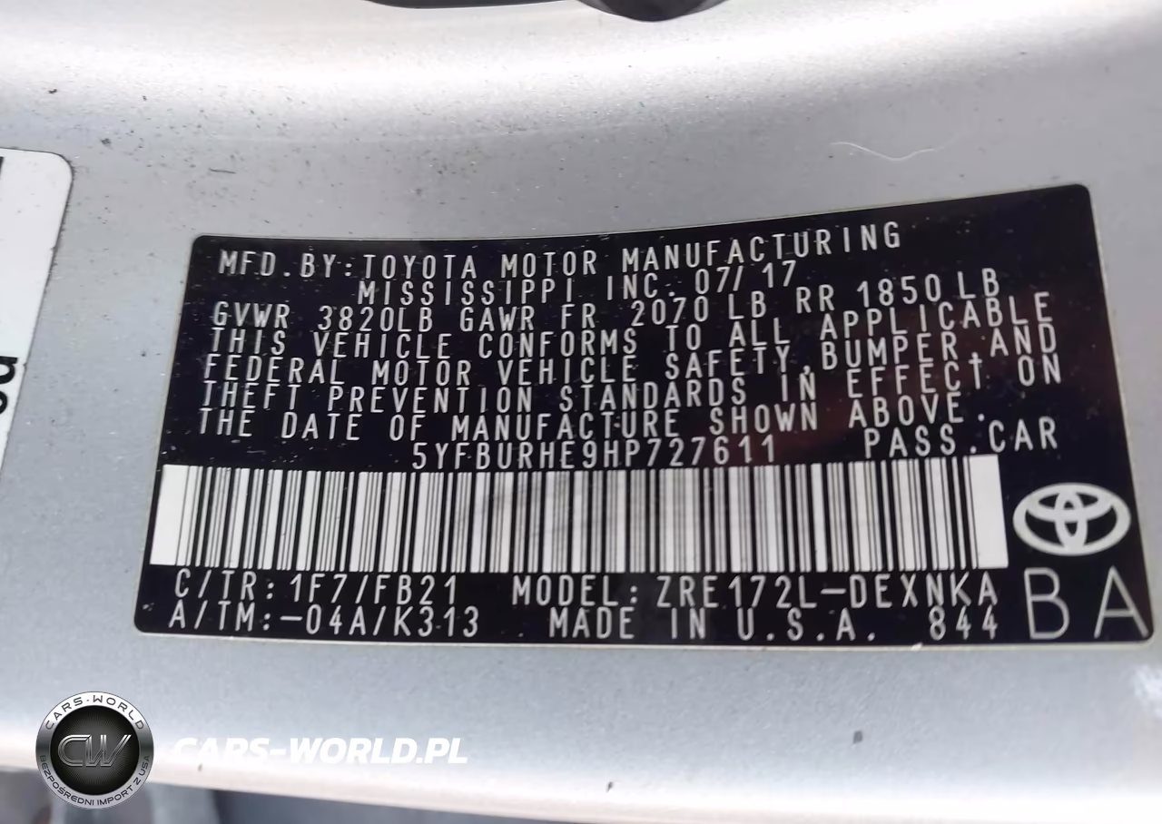 2017 Toyota Corolla Le VIN:5YFBURHE9HP727611 - 9