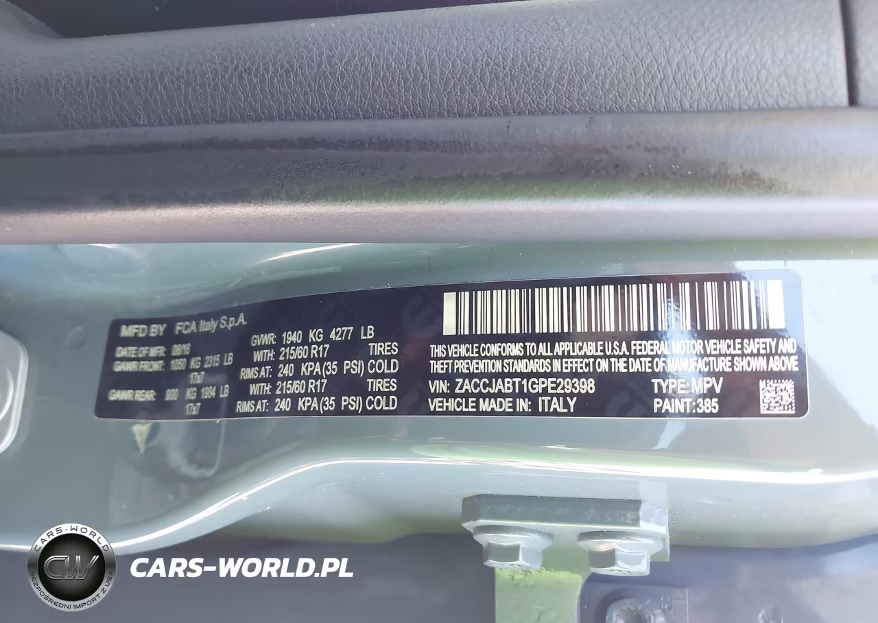 2016 Jeep Renegade Latitude VIN:ZACCJABT1GPE29398 - 9