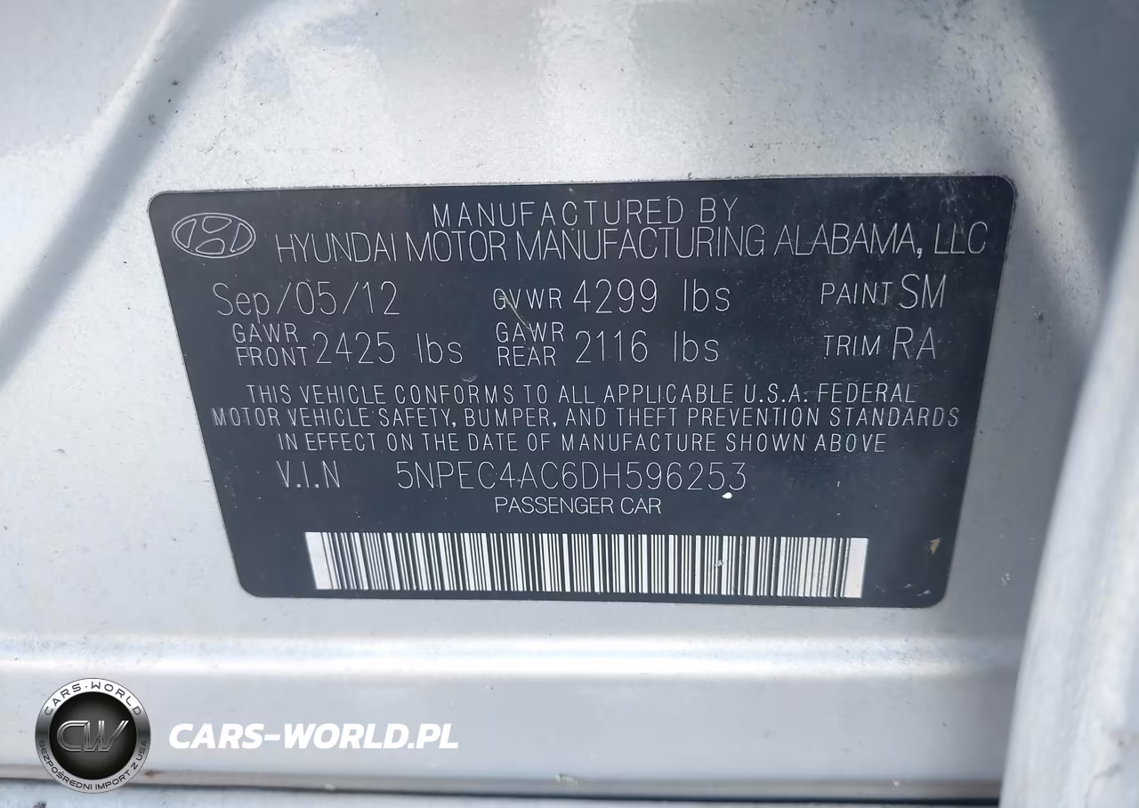 2013 Hyundai Sonata Limited VIN:5NPEC4AC6DH596253 - 9