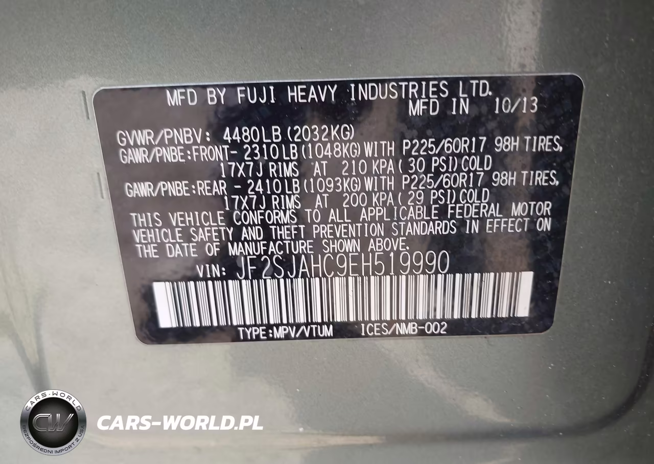 2014 Subaru Forester 2.5I Limited VIN:JF2SJAHC9EH519990 - 9